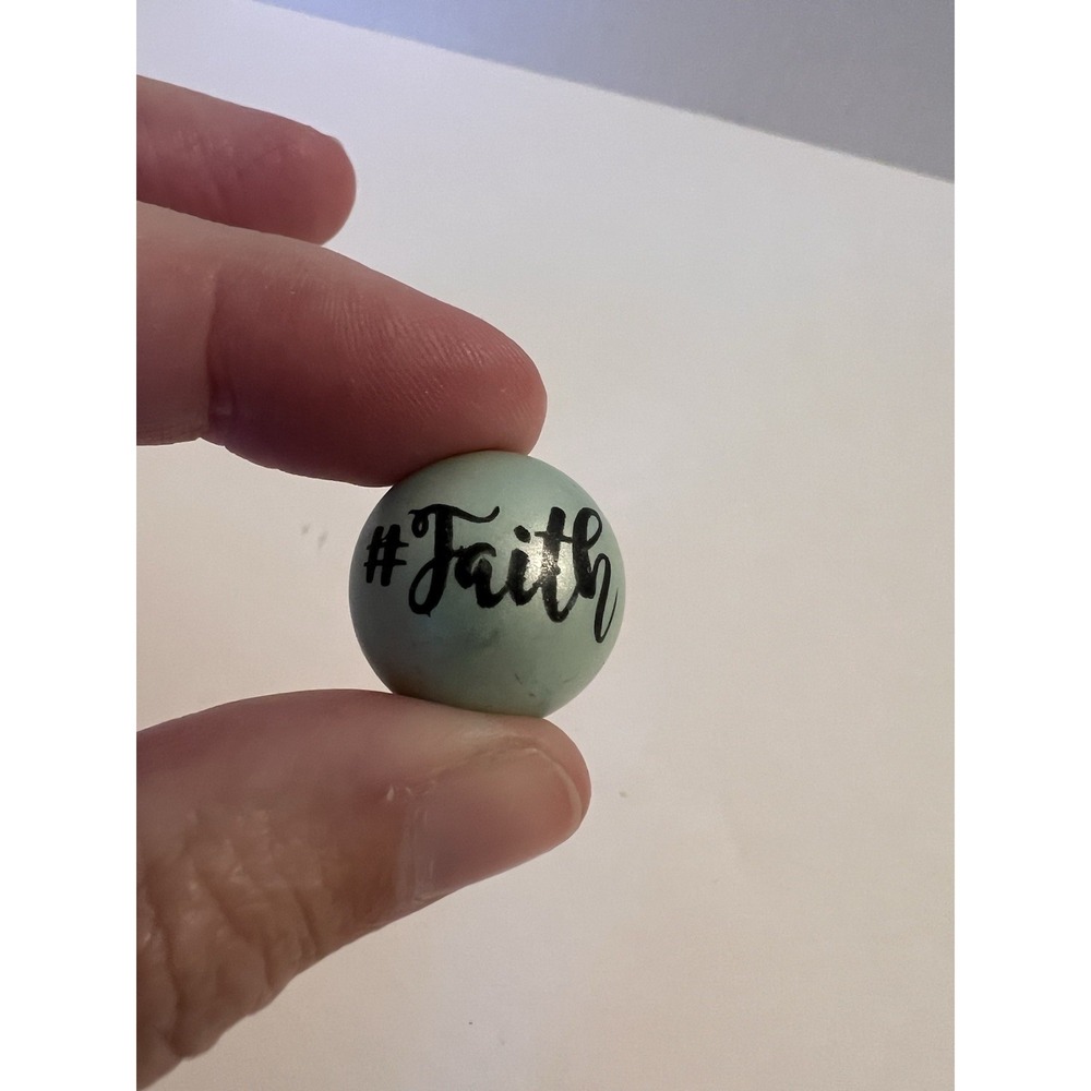 BUBBLEGUM BEADS 20mm #FAITH Print Chunky Beads 7 Pc Teal Green Crafting